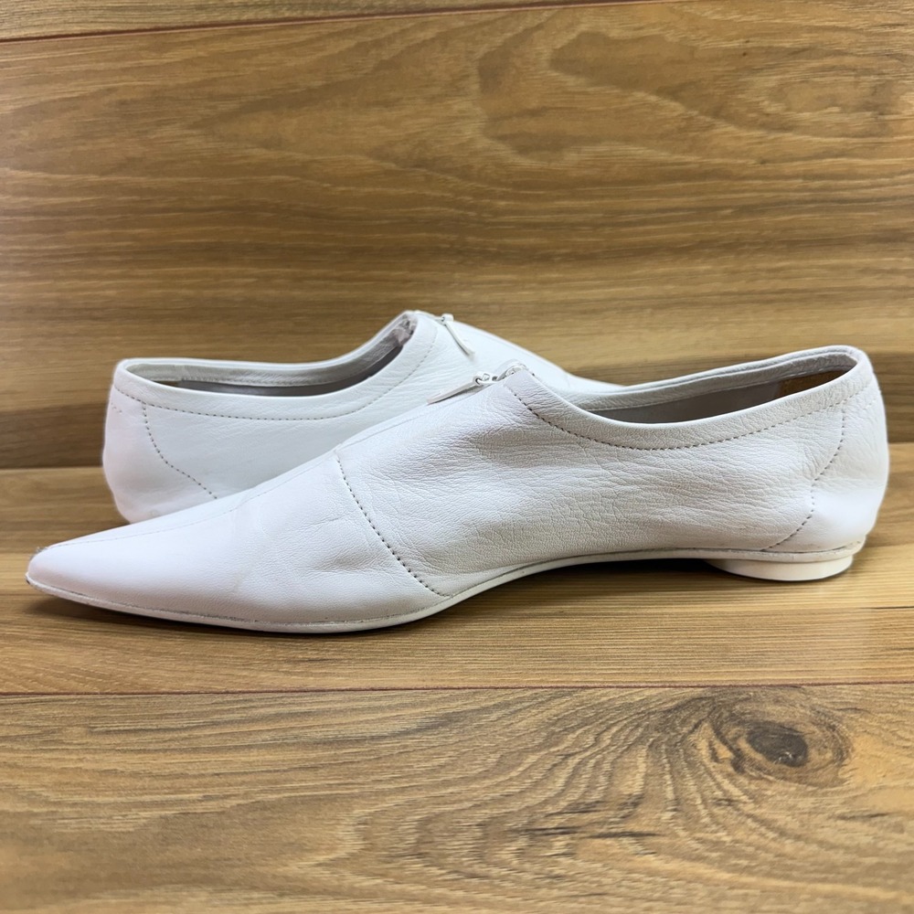 MM6 Maison Margiela Paris Zip Pointed Toe Flats 9 9.5 EU 40 White Soft Leather - Picture 7 of 10